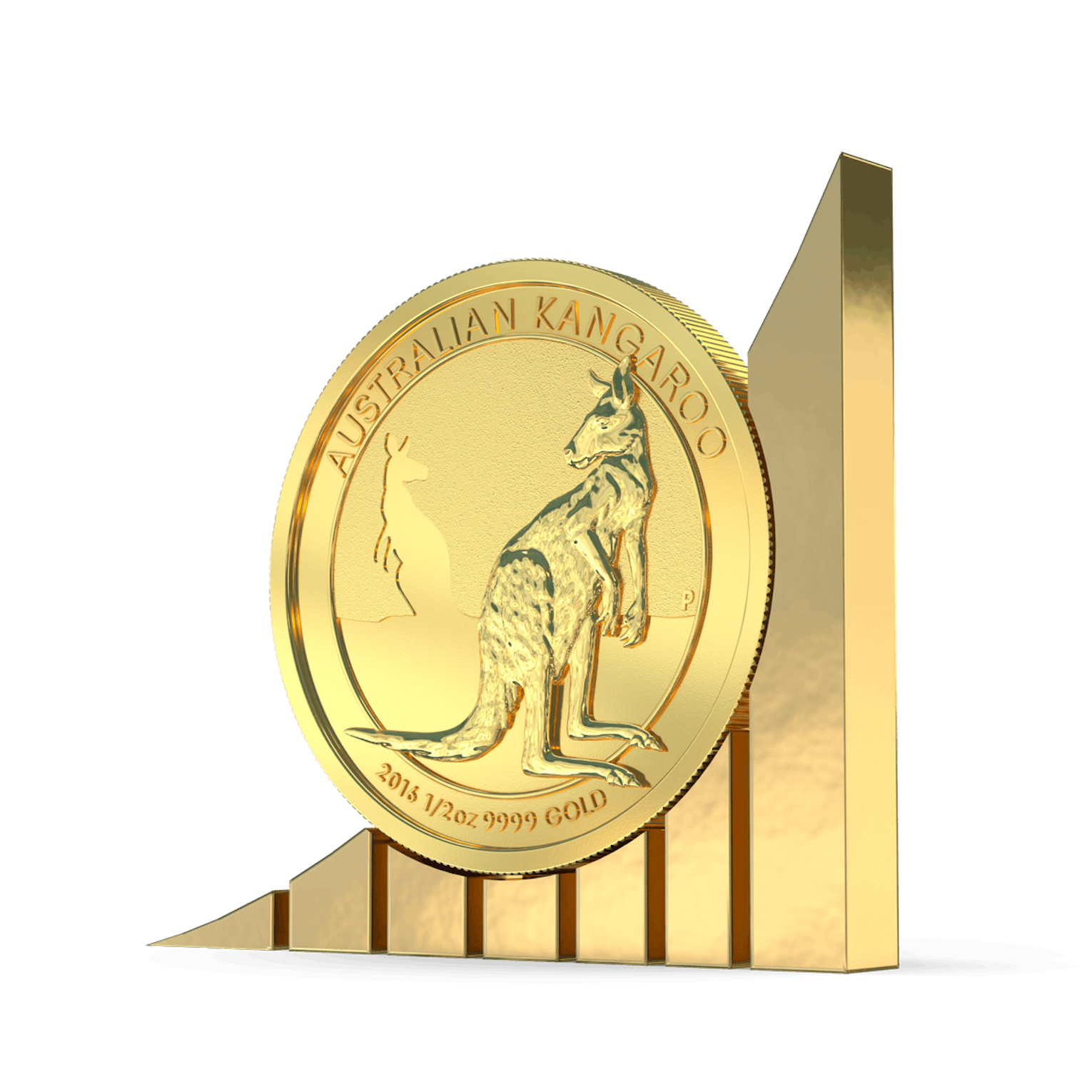 The gold coins with the Australian Kangaroo motif.
