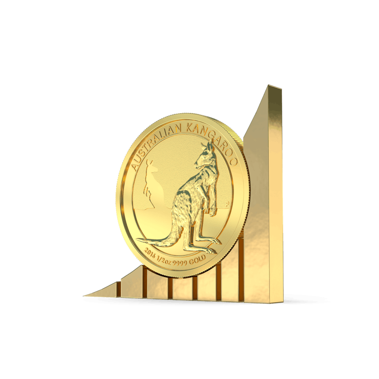 Die Goldmünze mit dem Australian-Kangaroo-Motiv.