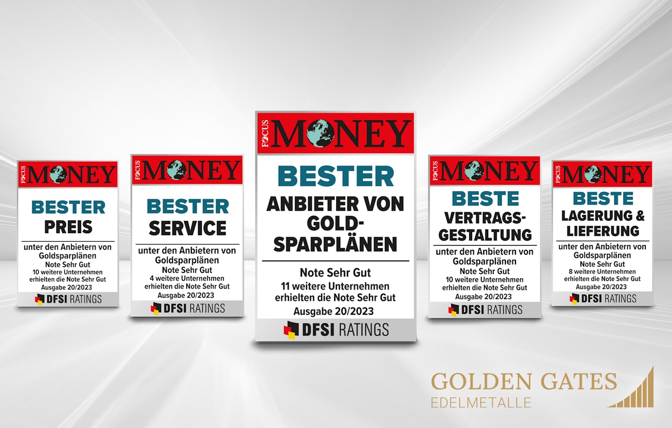 Focus Money 20/2023: Bester Anbieter von Goldsparplänen - Golden Gates